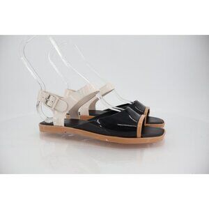 Melissa Crush Slingback Sandals Women's Size 7 Black White Jelly Flat Shoes